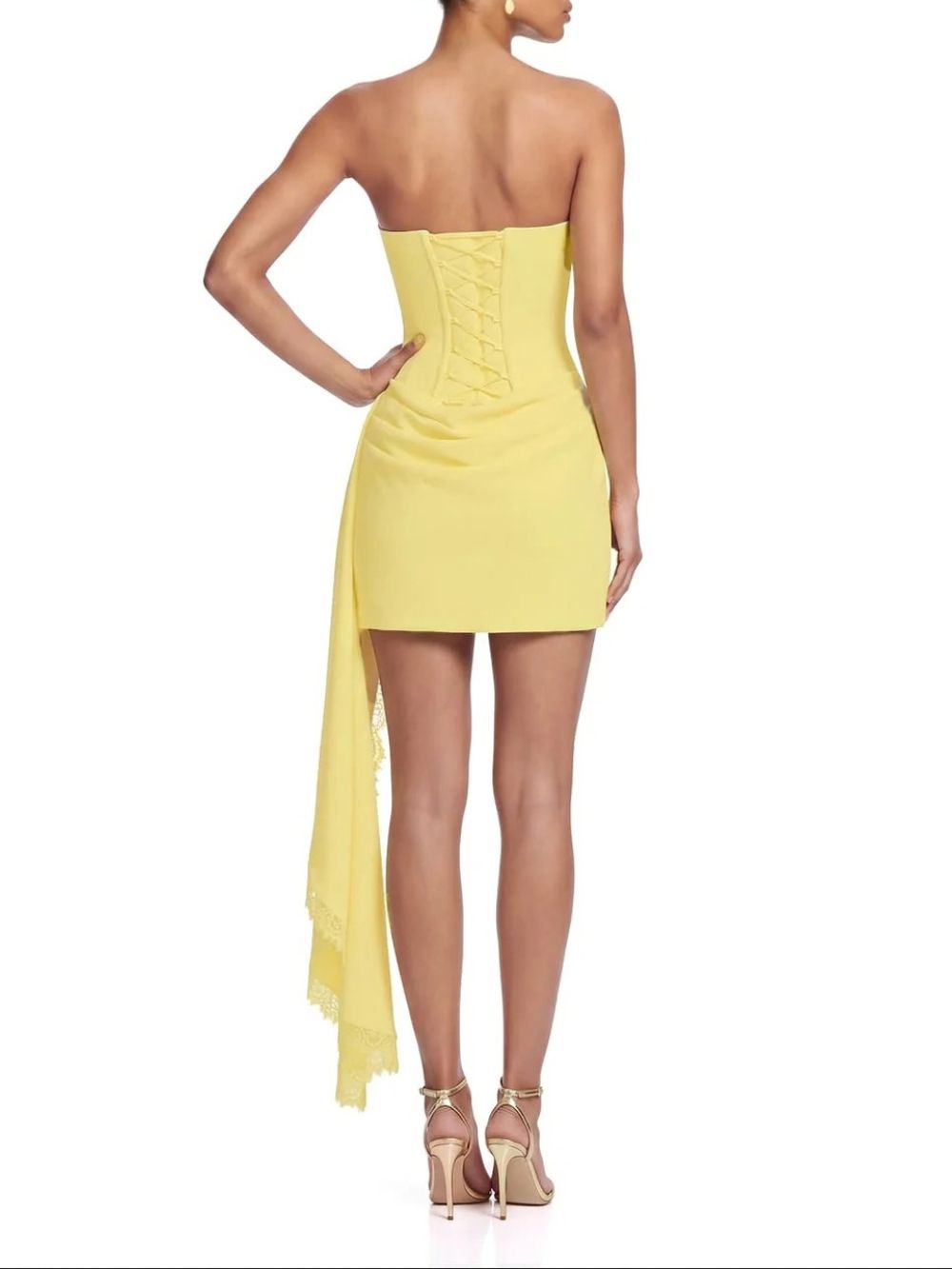 Duyen Strapless Lace Draped Mini Dress - OWNCI Duyen Strapless Lace Draped Mini Dress - OWNCI