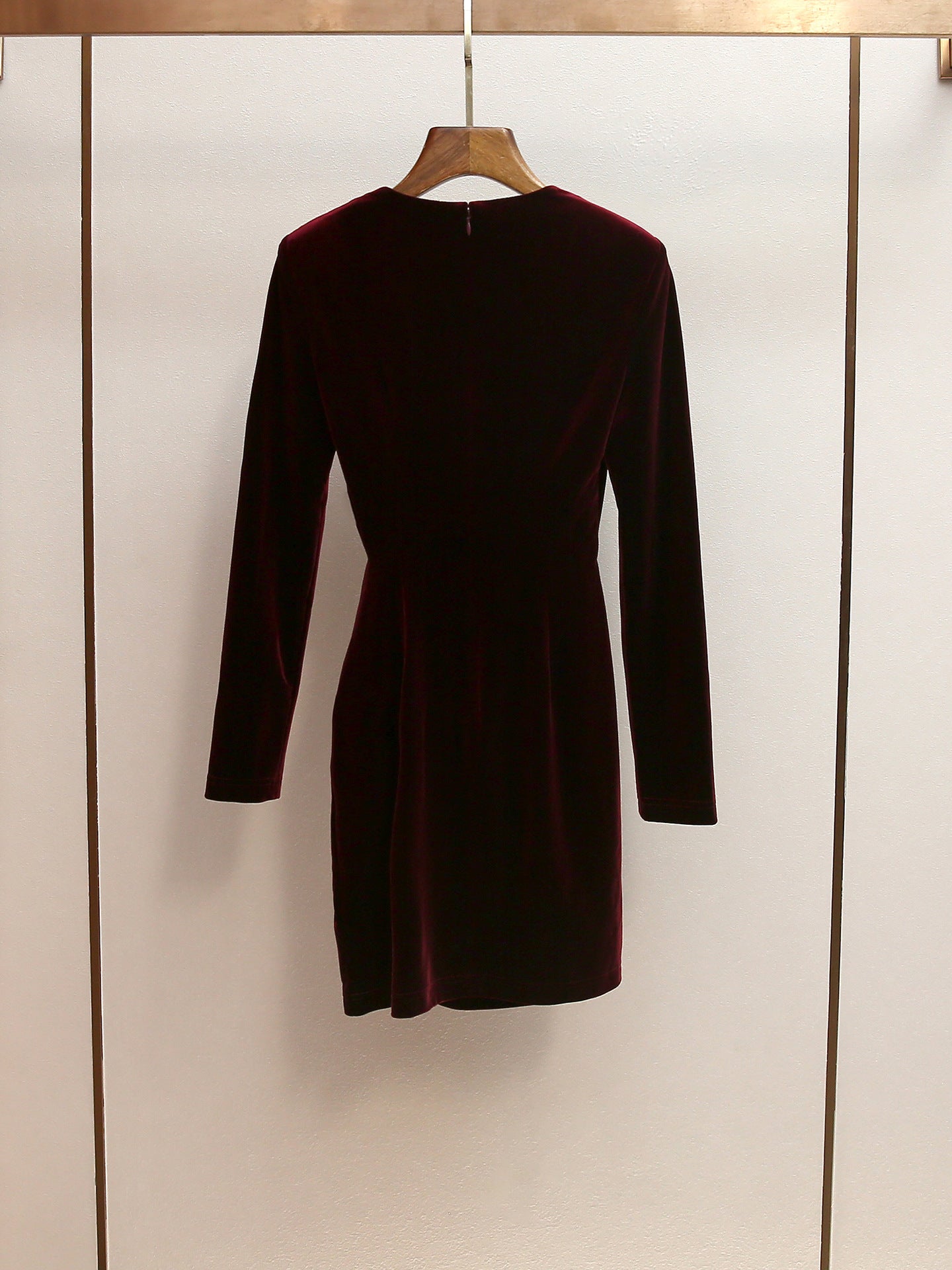 Yvette Burgundy Velvet Embellished Mini Dress - OWNCI Yvette Burgundy Velvet Embellished Mini Dress - OWNCI