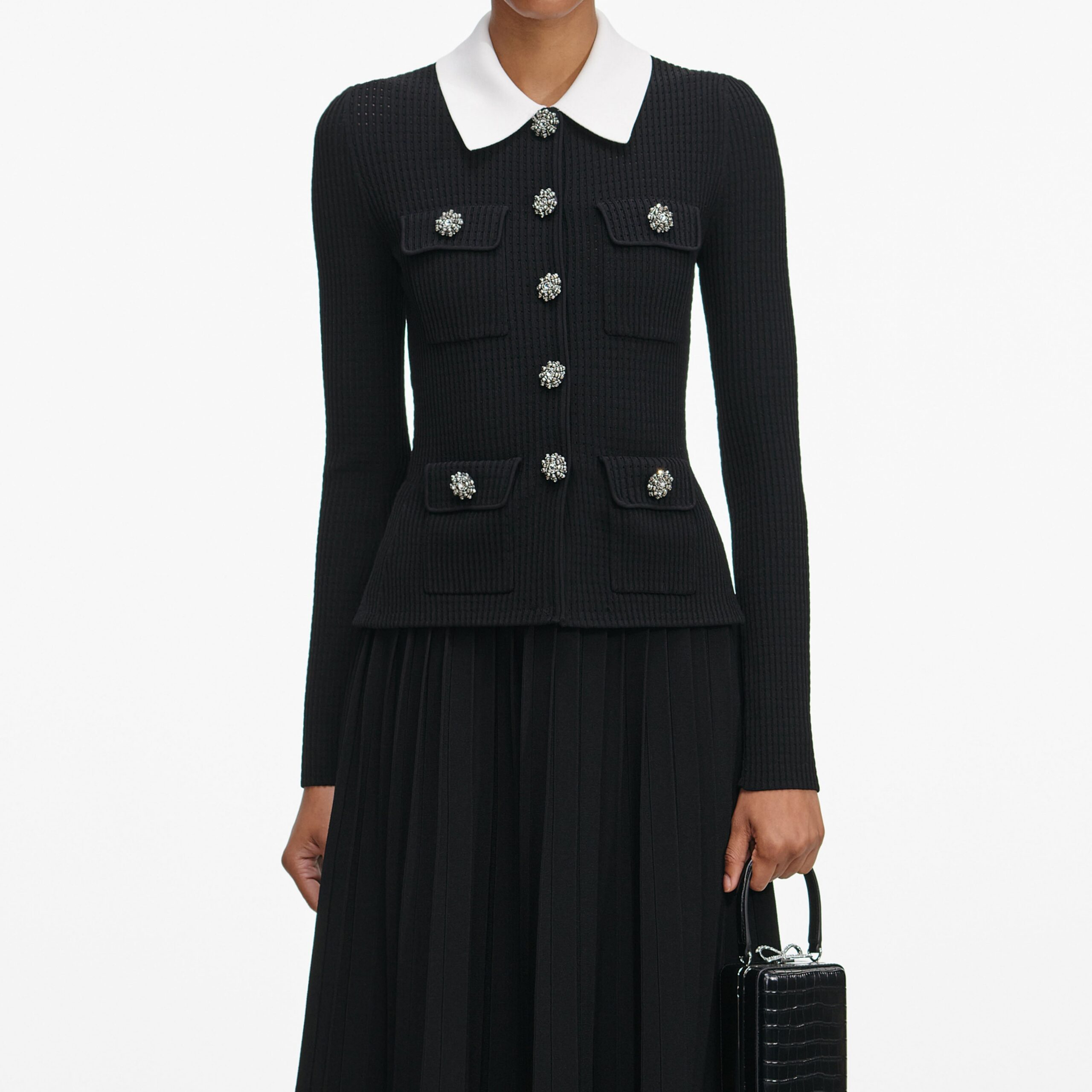 Evangeline Black Tailored Knit Midi Dress - OWNCI Evangeline Black Tailored Knit Midi Dress - OWNCI