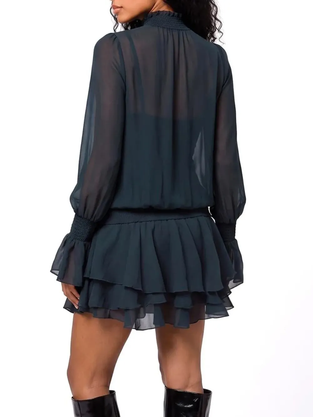 Cindrel Long Sleeve Ruffle Dress Set - OWNCI
