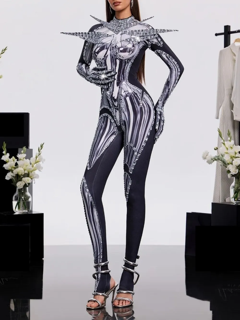 Prynex Long Sleeve Crystal Jumpsuit - OWNCI Prynex Long Sleeve Crystal Jumpsuit - OWNCI