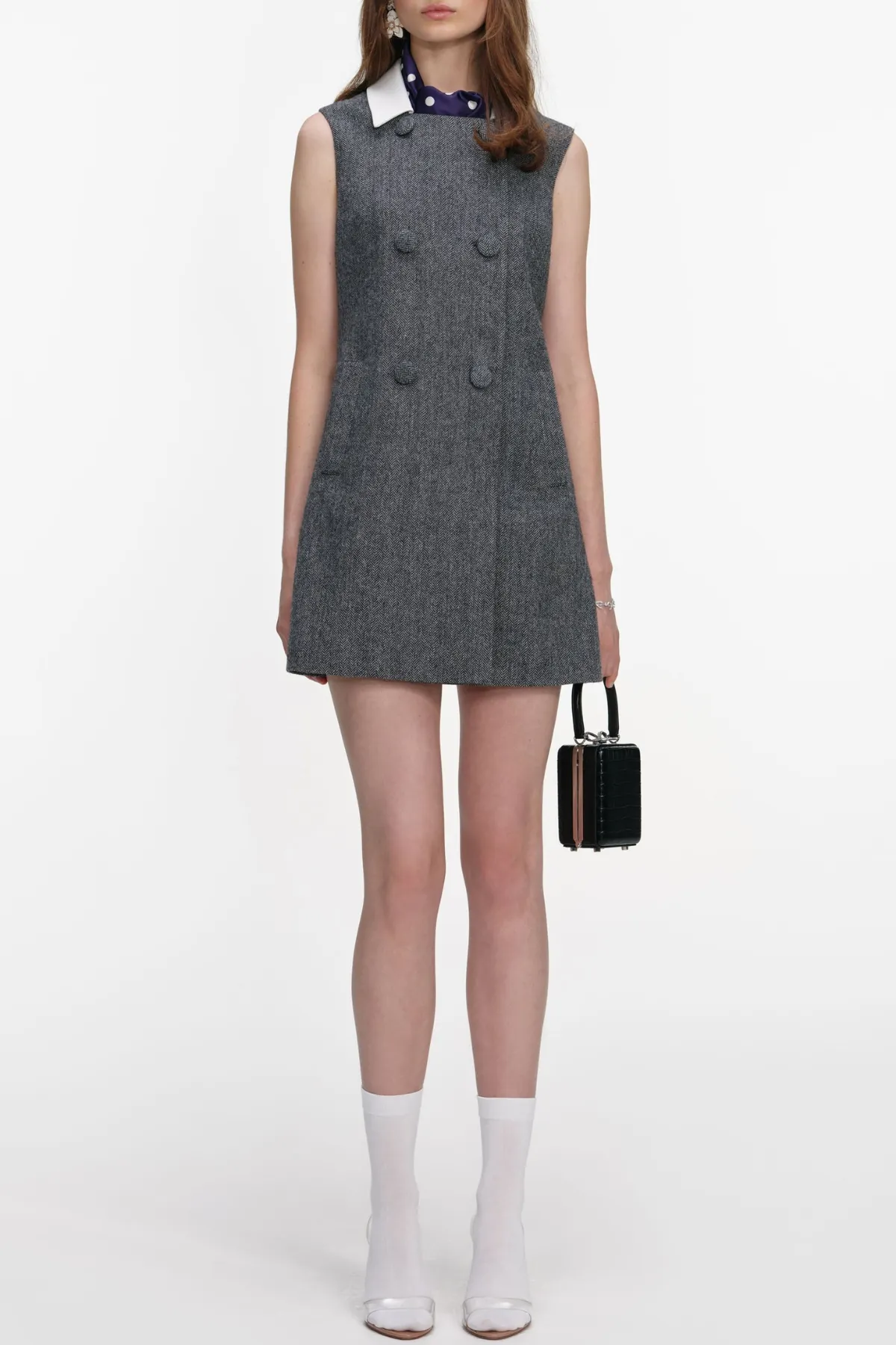Euryda Herringbone Scarf Sleeveless Mini Dress - OWNCI Euryda Herringbone Scarf Sleeveless Mini Dress - OWNCI