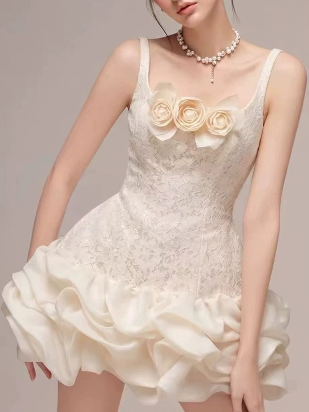 Michelina Flower Lace Mini Dress - OWNCI