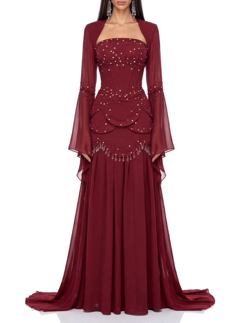 Soreq Cape Crystal Maxi Dress - OWNCI