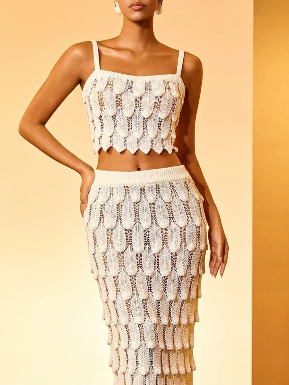 Haizlee Spaghetti Scale Knit Skirt Set - OWNCI