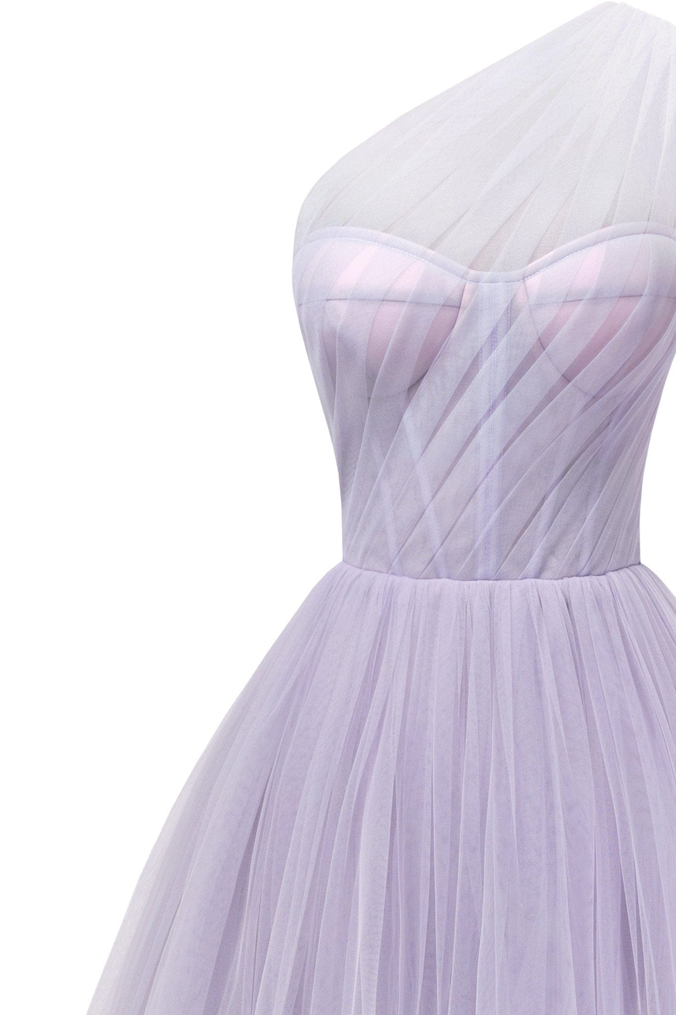 Lavender One-Shoulder Cocktail Tulle Dress - OWNCI Lavender One-Shoulder Cocktail Tulle Dress - OWNCI