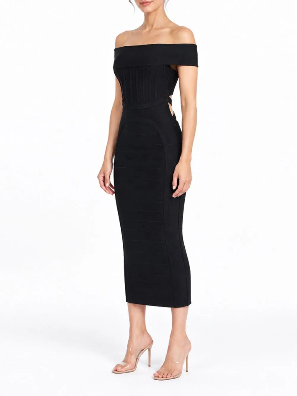 Moria Off-Shoulder Bandage Midi Dress - OWNCI