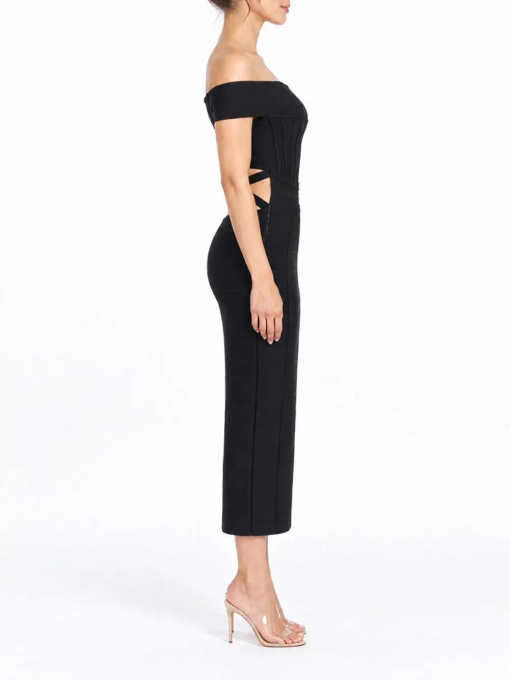 Moria Off-Shoulder Bandage Midi Dress - OWNCI