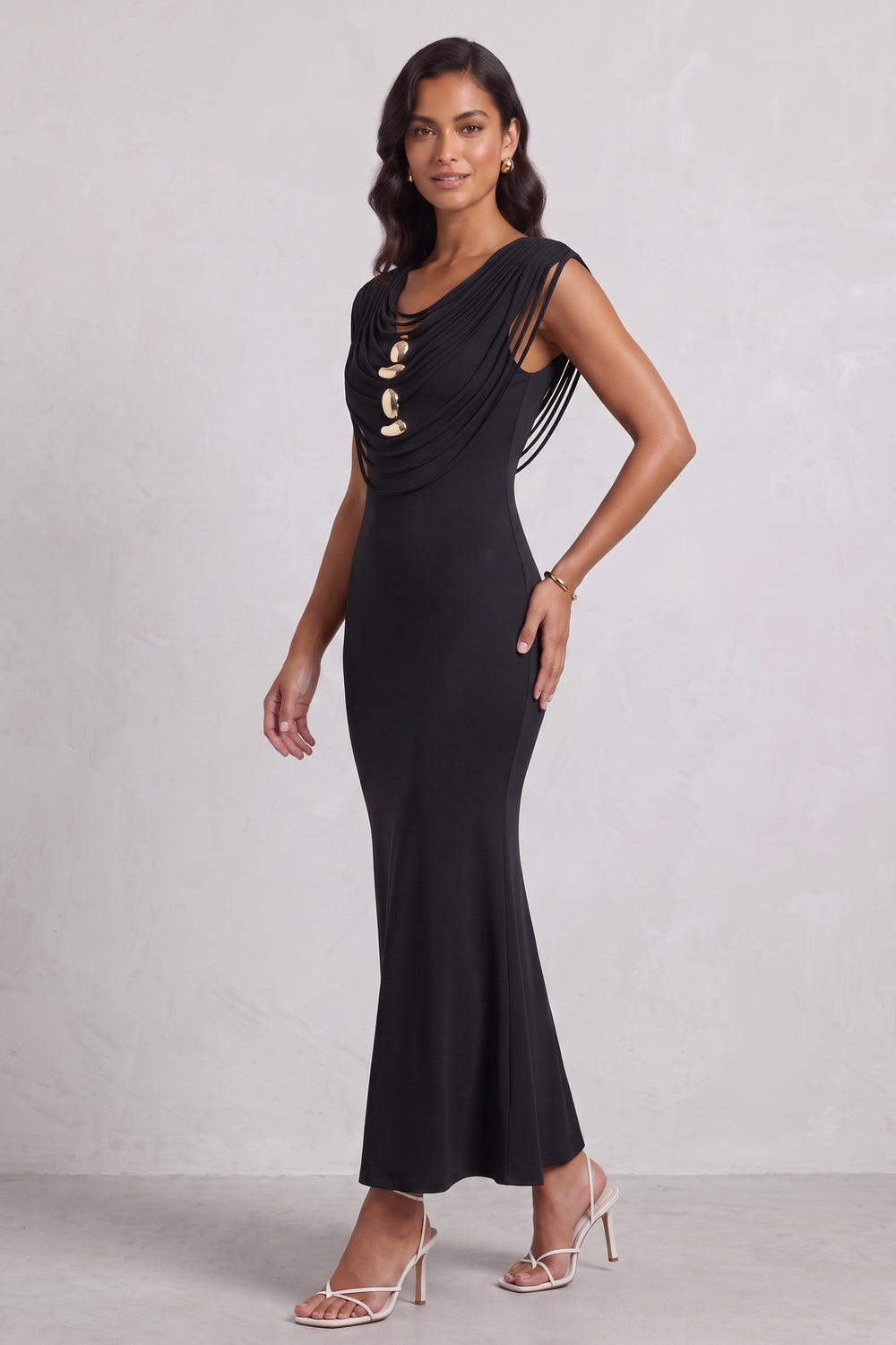 Black Stretchy Jersey Knit Mermaid Dress - OWNCI Black Stretchy Jersey Knit Mermaid Dress - OWNCI