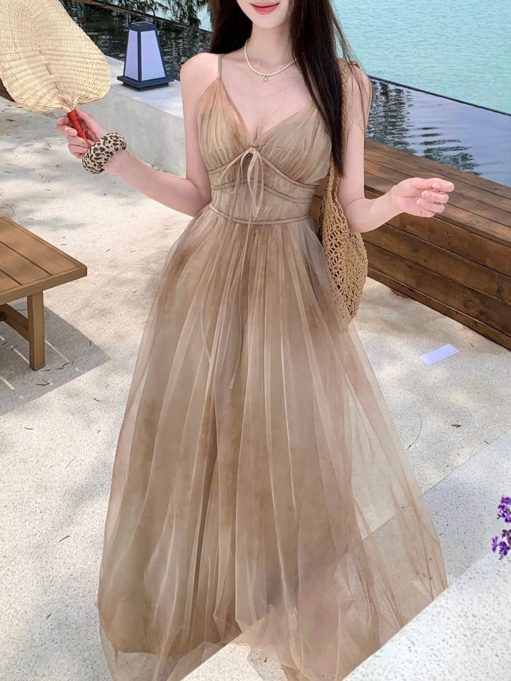 Mirel Spaghetti Mesh Maxi Dress - OWNCI Mirel Spaghetti Mesh Maxi Dress - OWNCI