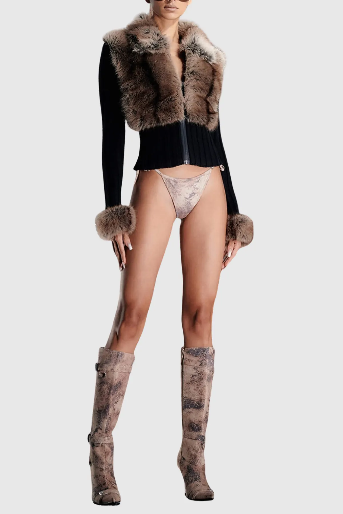 Geraldine Faux Fur Knit Coat - OWNCI Geraldine Faux Fur Knit Coat - OWNCI