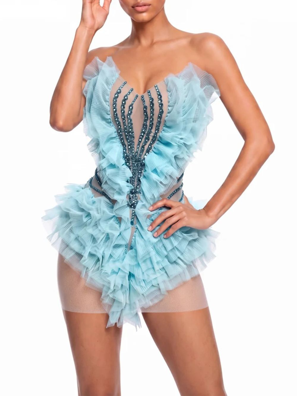 Zadrine Strapless Rhinestone Mini Dress - OWNCI