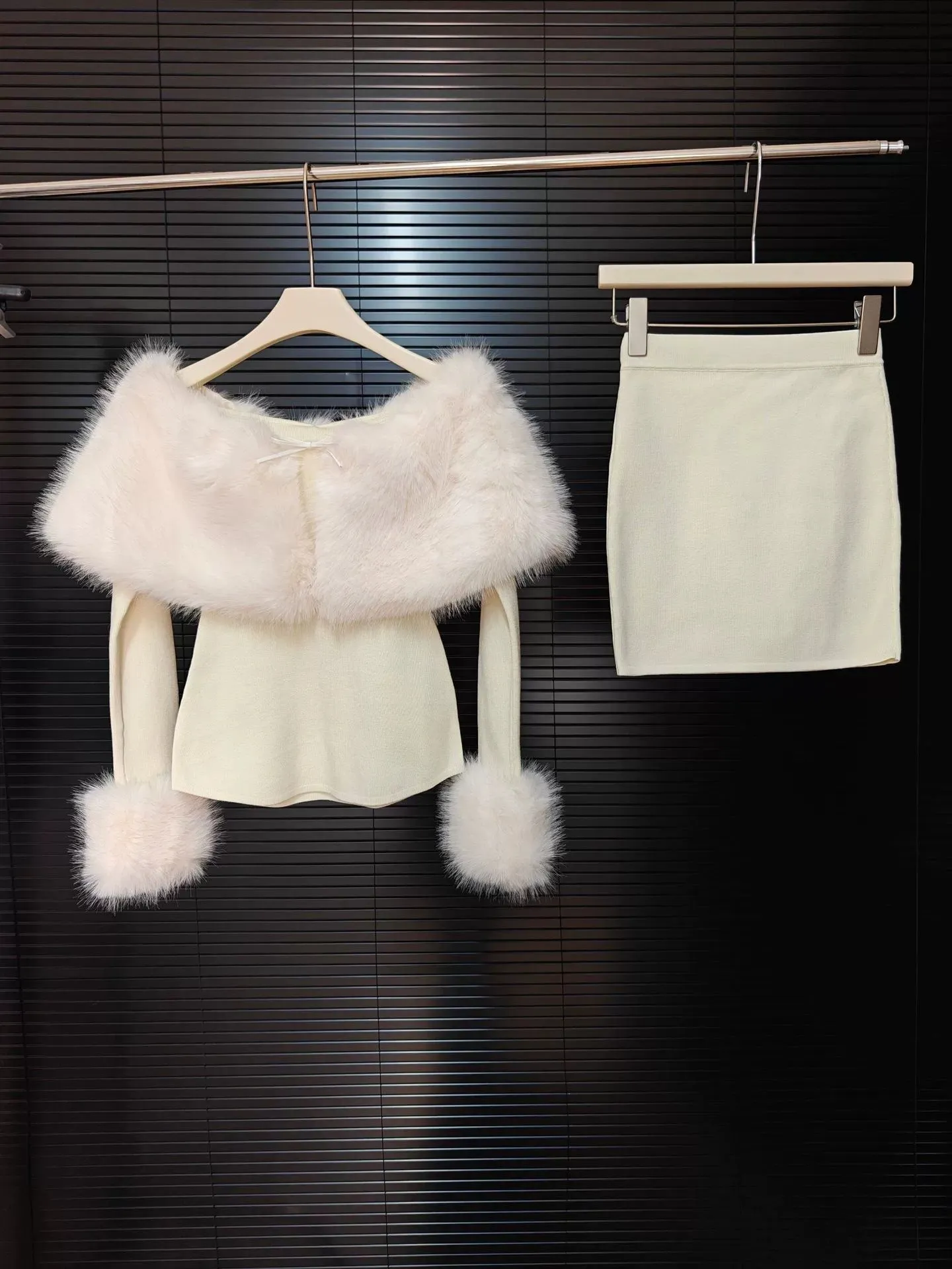 Sherry Off Shoulder Furry Skirt Set - OWNCI Sherry Off Shoulder Furry Skirt Set - OWNCI
