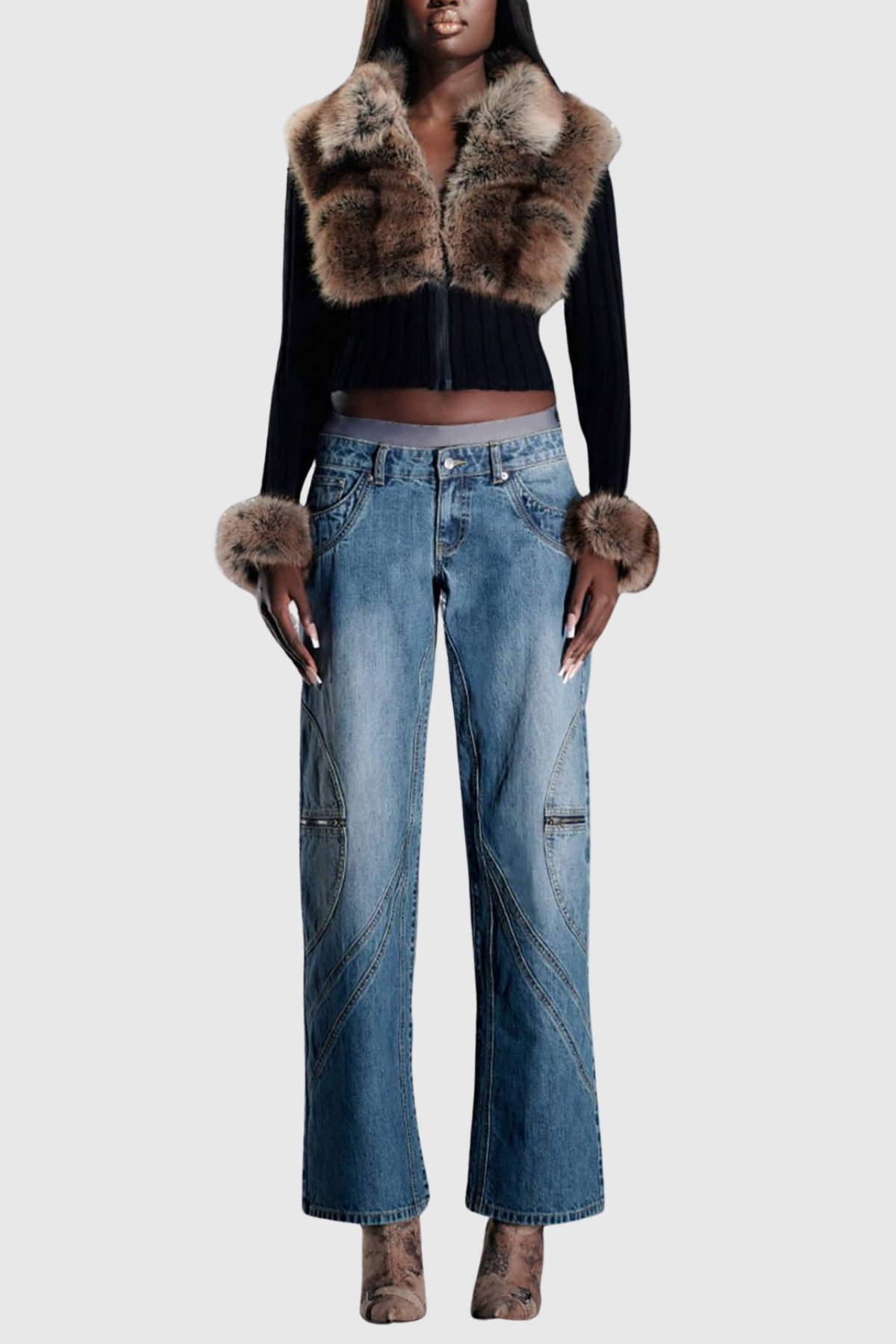 Geraldine Faux Fur Knit Coat - OWNCI Geraldine Faux Fur Knit Coat - OWNCI