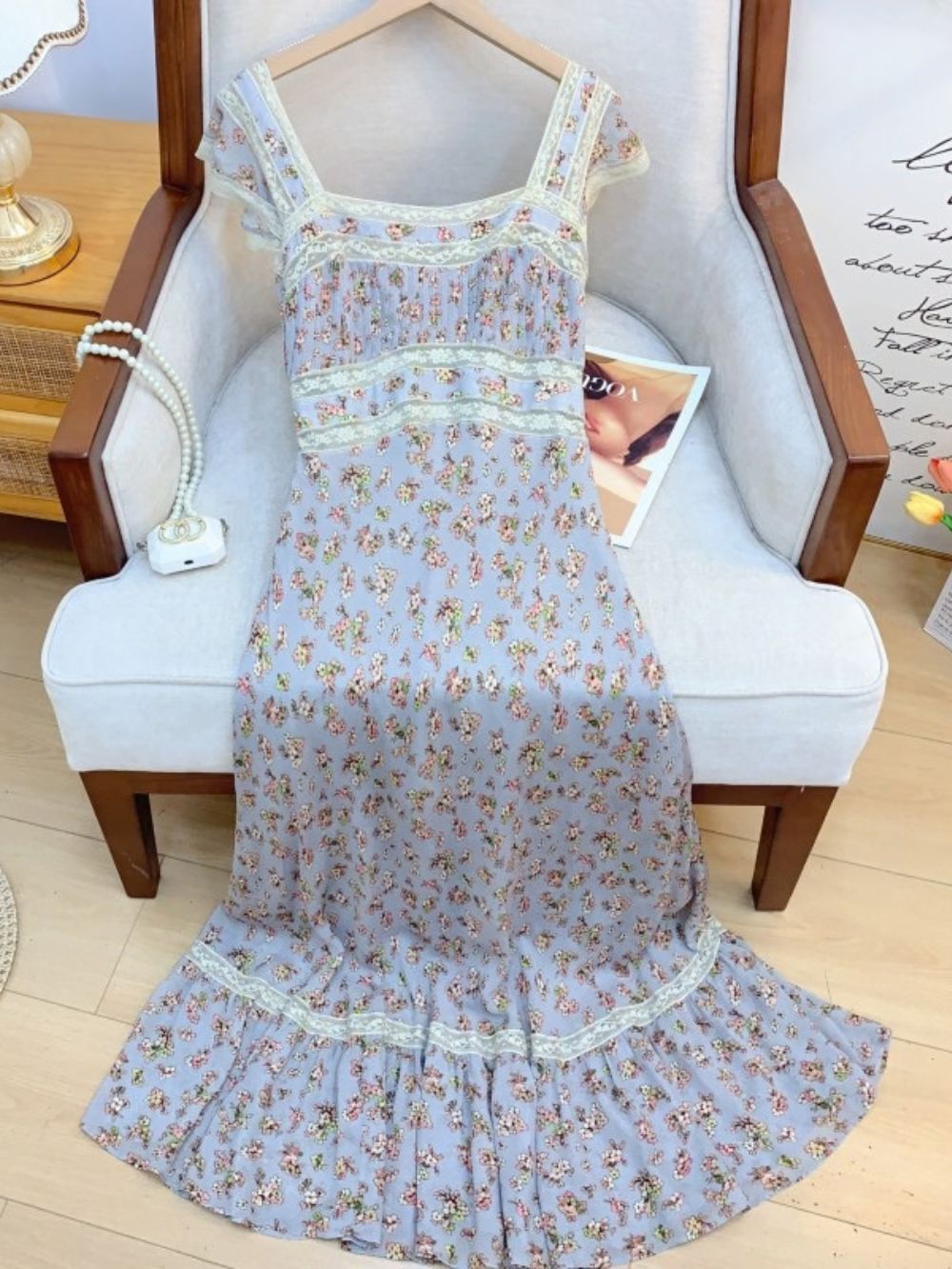 Micaela Blue Floral Lace Maxi Dress - OWNCI Micaela Blue Floral Lace Maxi Dress - OWNCI