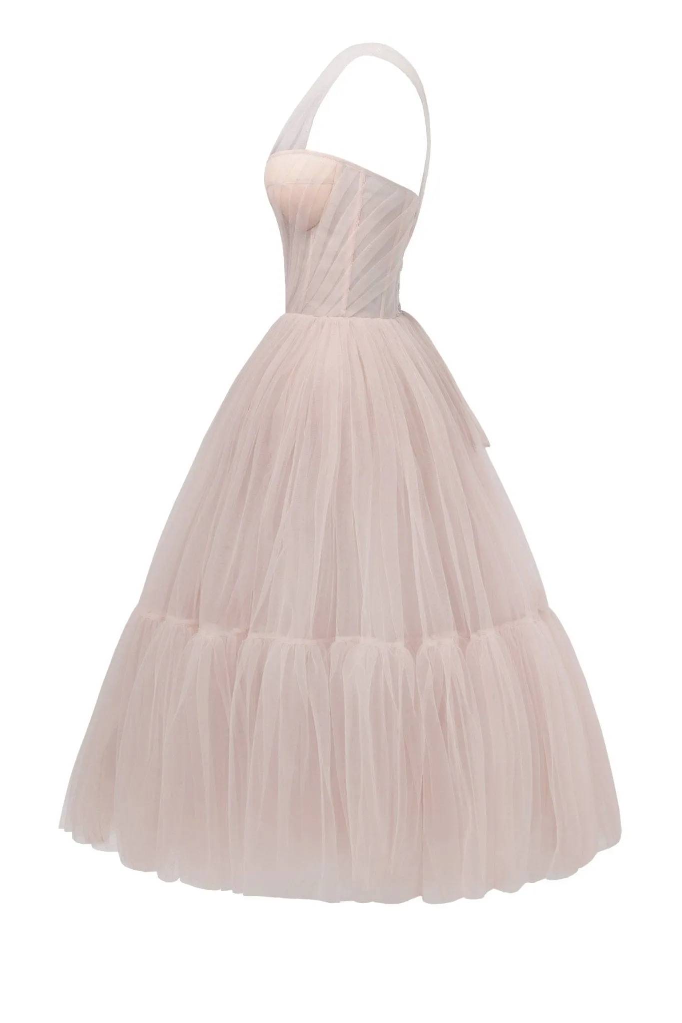 Misty Rose One-Shoulder Cocktail Tulle Dress - OWNCI Misty Rose One-Shoulder Cocktail Tulle Dress - OWNCI
