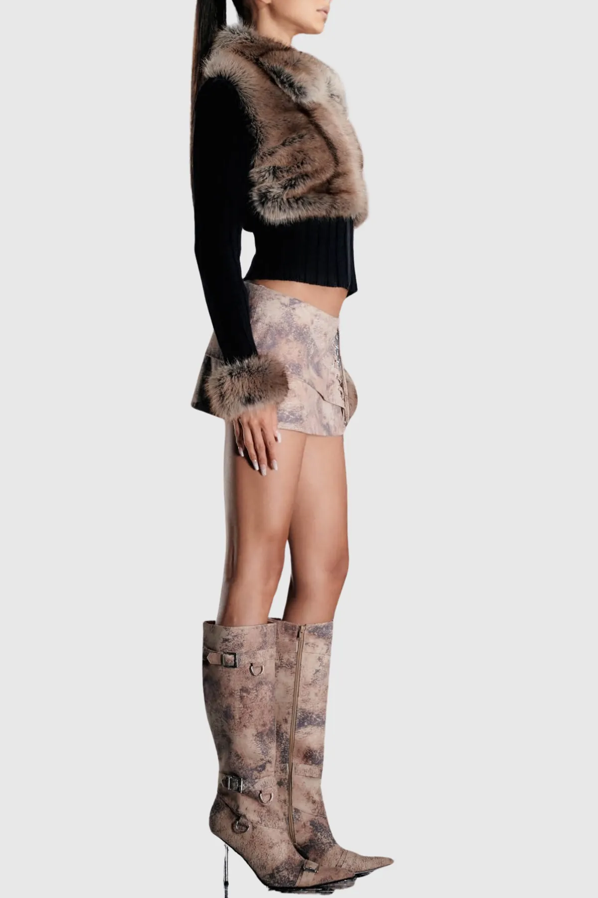 Geraldine Faux Fur Knit Coat - OWNCI