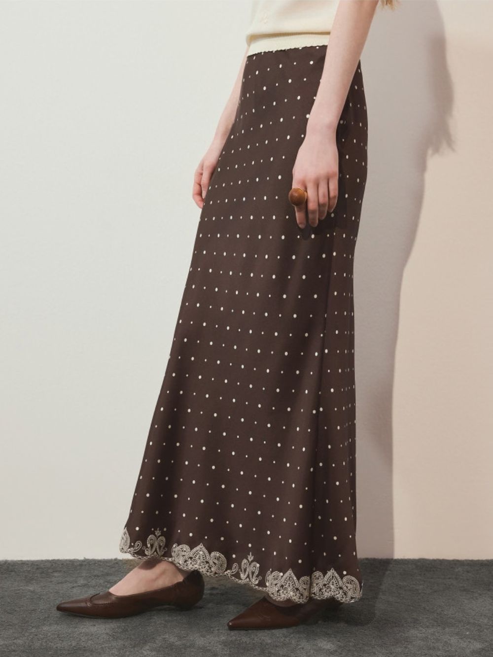 Minah Polka Dot Satin A-line Skirt - OWNCI