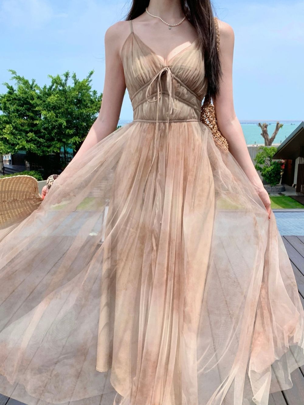 Mirel Spaghetti Mesh Maxi Dress - OWNCI Mirel Spaghetti Mesh Maxi Dress - OWNCI