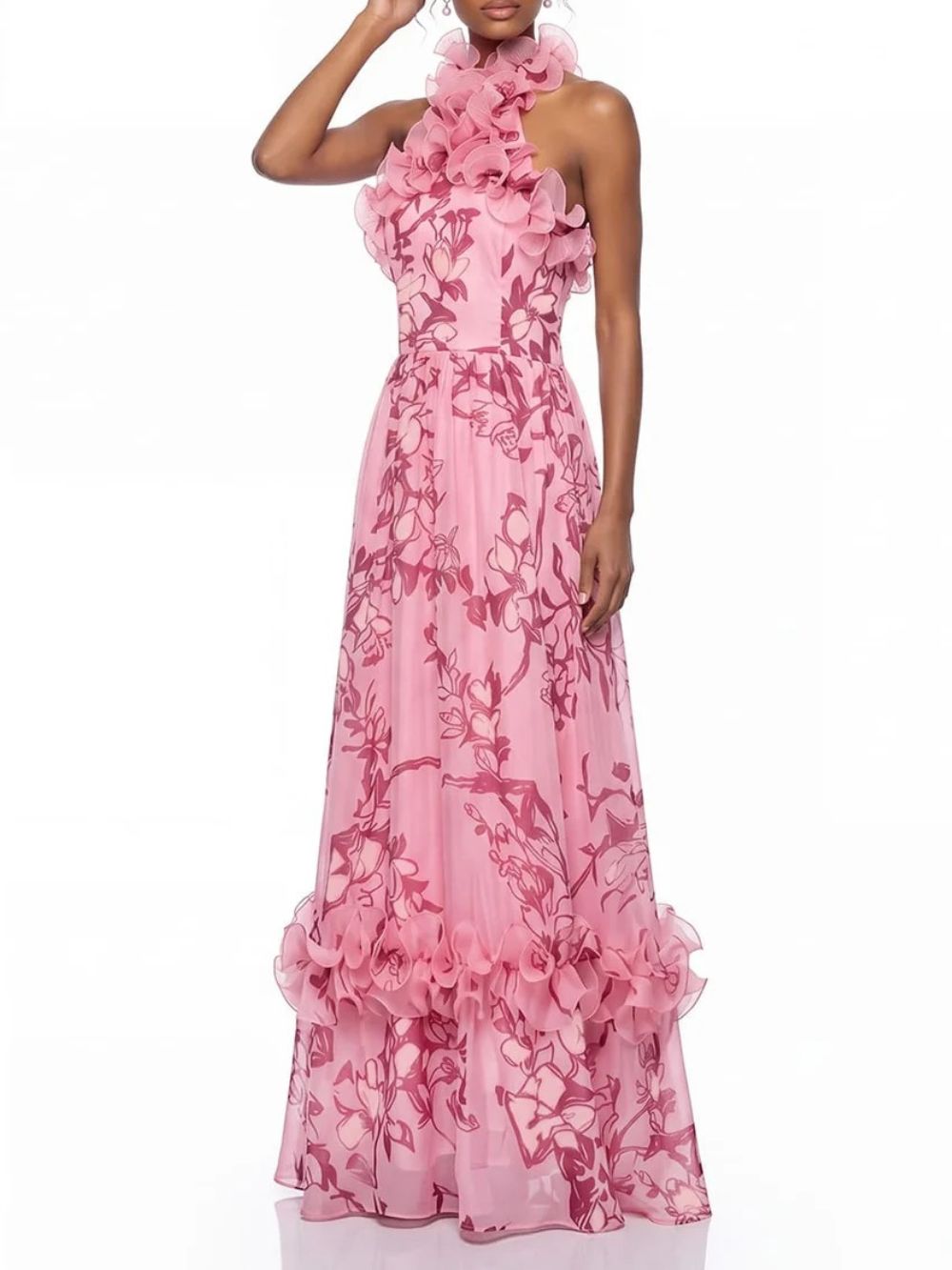 Norevik Halterneck Floral Maxi Dress - OWNCI Norevik Halterneck Floral Maxi Dress - OWNCI