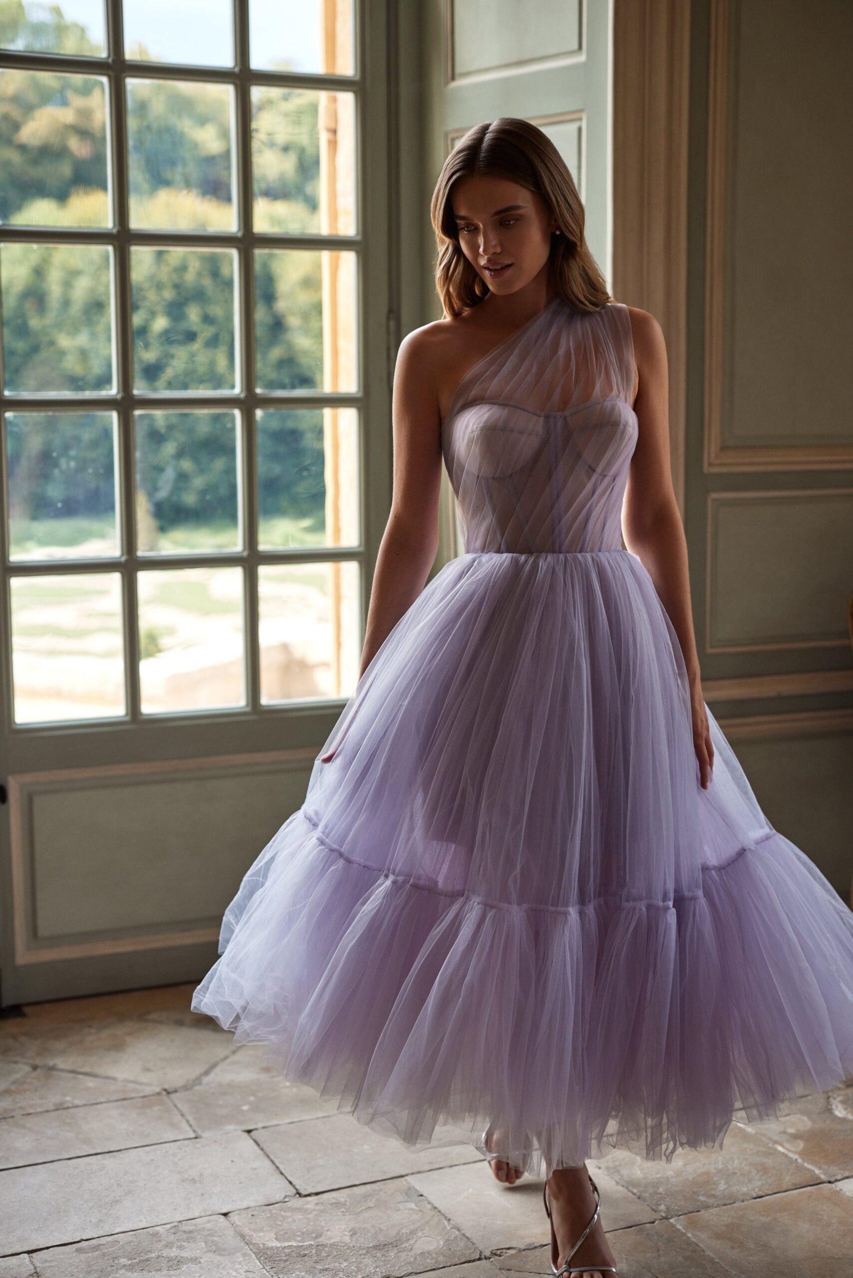 Lavender One-Shoulder Cocktail Tulle Dress - OWNCI Lavender One-Shoulder Cocktail Tulle Dress - OWNCI