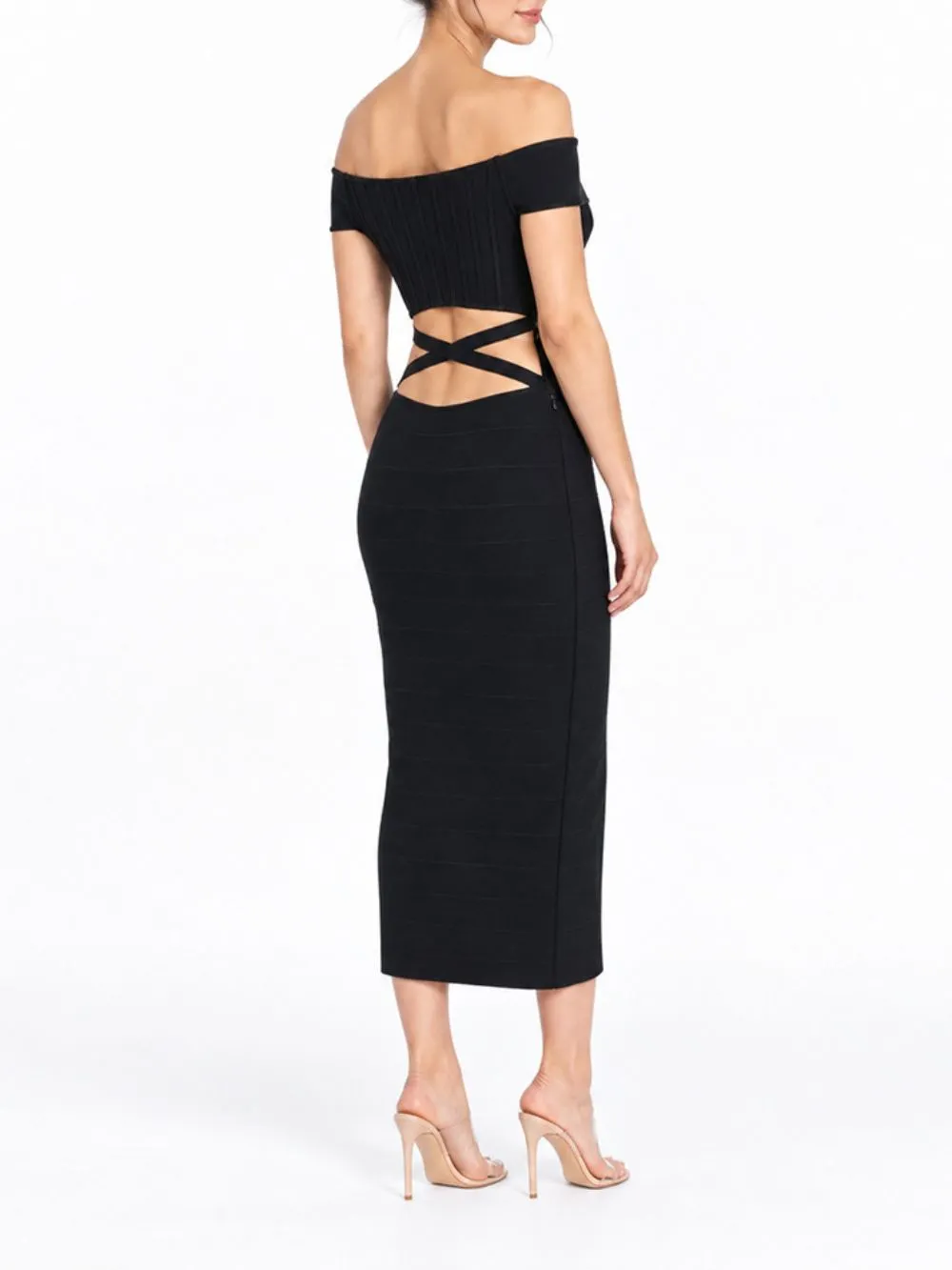 Moria Off-Shoulder Bandage Midi Dress - OWNCI