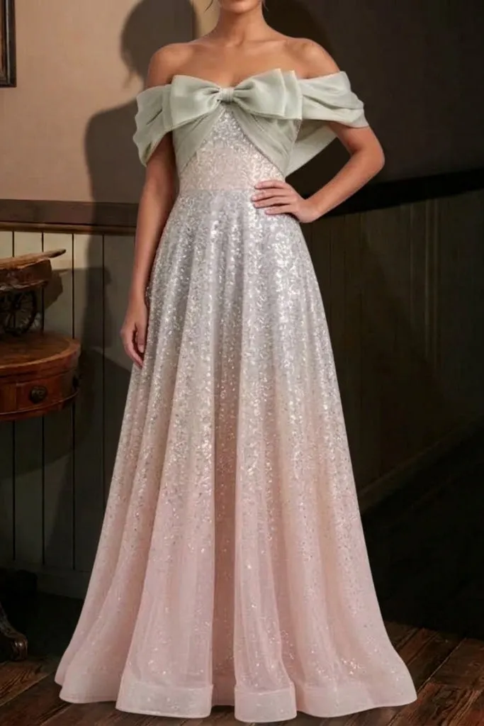 Silver Sequined Tulle a-Line Gown - OWNCI Silver Sequined Tulle a-Line Gown - OWNCI
