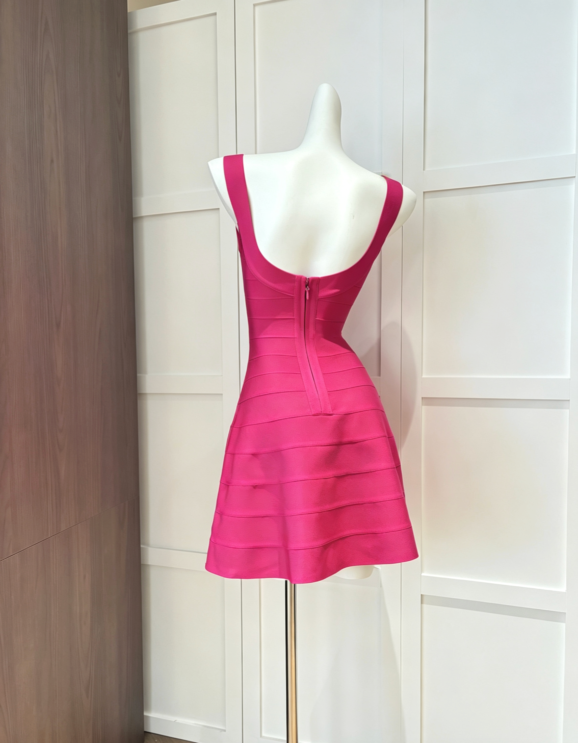 Hot Pink Heavy Stretch Knit Fit-and-Flare Mini Dress - OWNCI Hot Pink Heavy Stretch Knit Fit-and-Flare Mini Dress - OWNCI