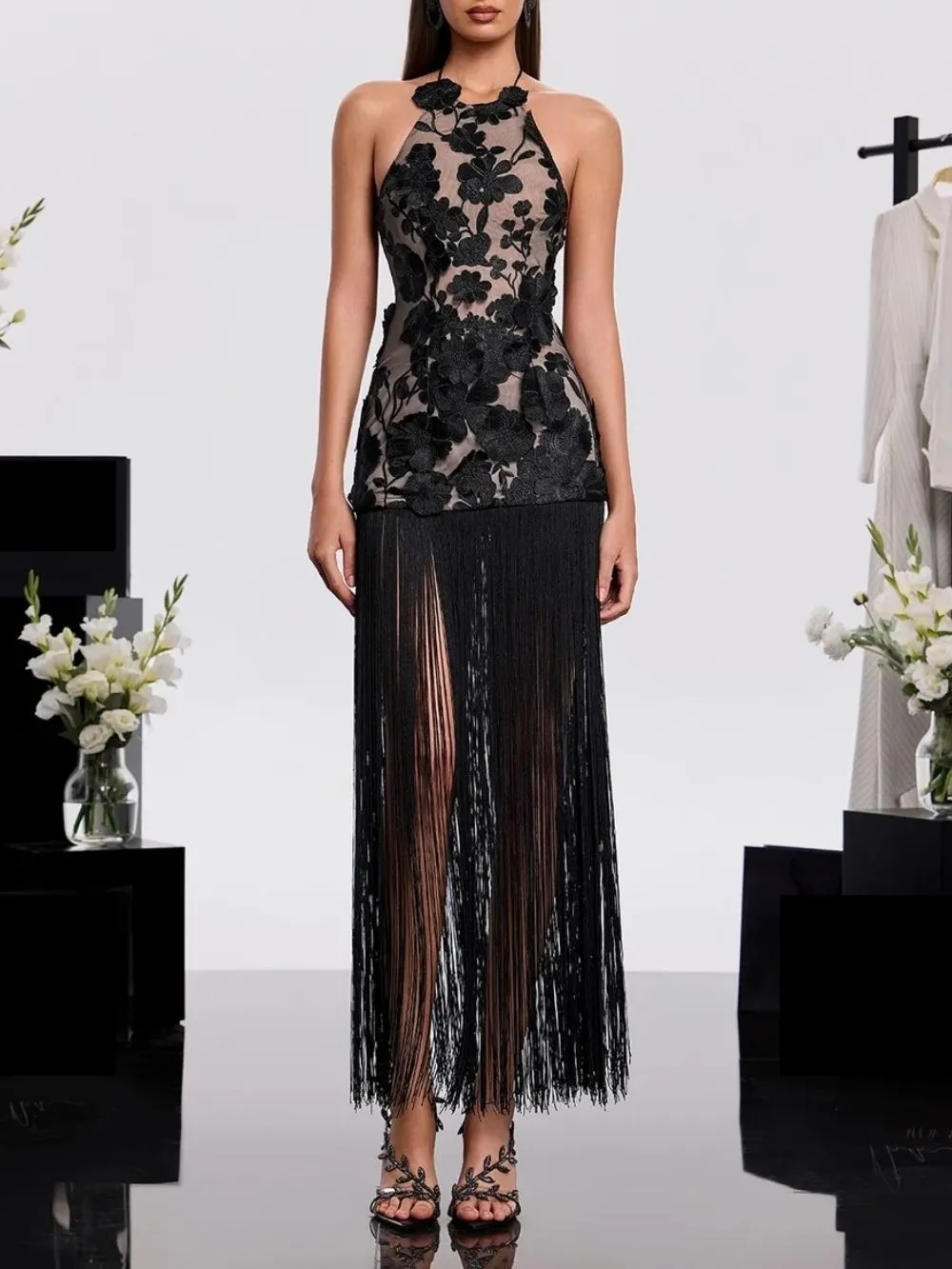 Virdex Embroidered Fringe Maxi Dress - OWNCI Virdex Embroidered Fringe Maxi Dress - OWNCI