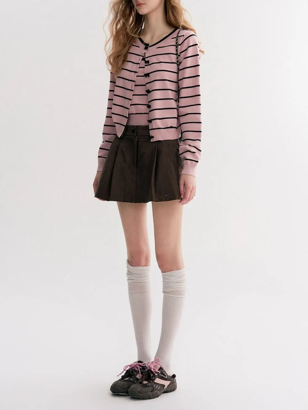 Miona Pink Stripe Cardigan & Tank Top Set - OWNCI Miona Pink Stripe Cardigan & Tank Top Set - OWNCI