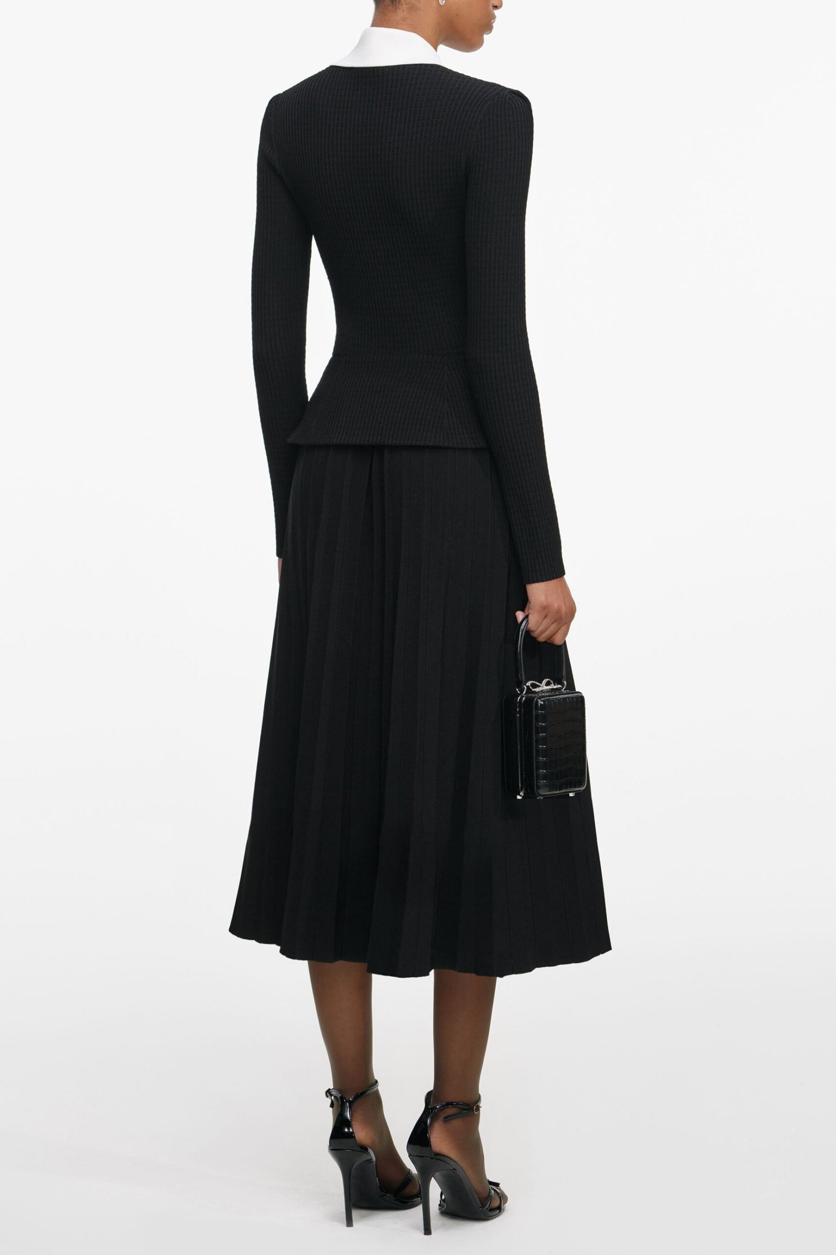Evangeline Black Tailored Knit Midi Dress - OWNCI Evangeline Black Tailored Knit Midi Dress - OWNCI