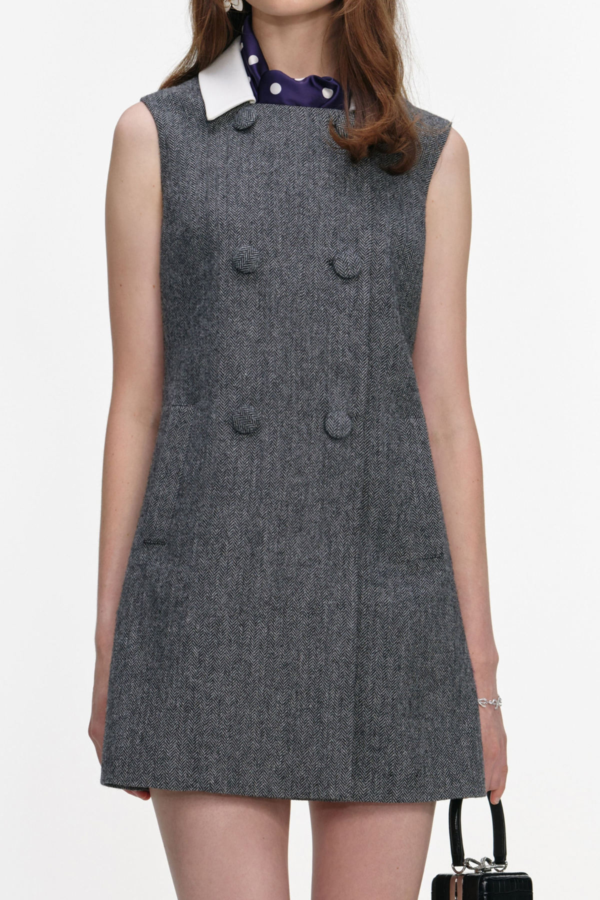Euryda Herringbone Scarf Sleeveless Mini Dress - OWNCI Euryda Herringbone Scarf Sleeveless Mini Dress - OWNCI