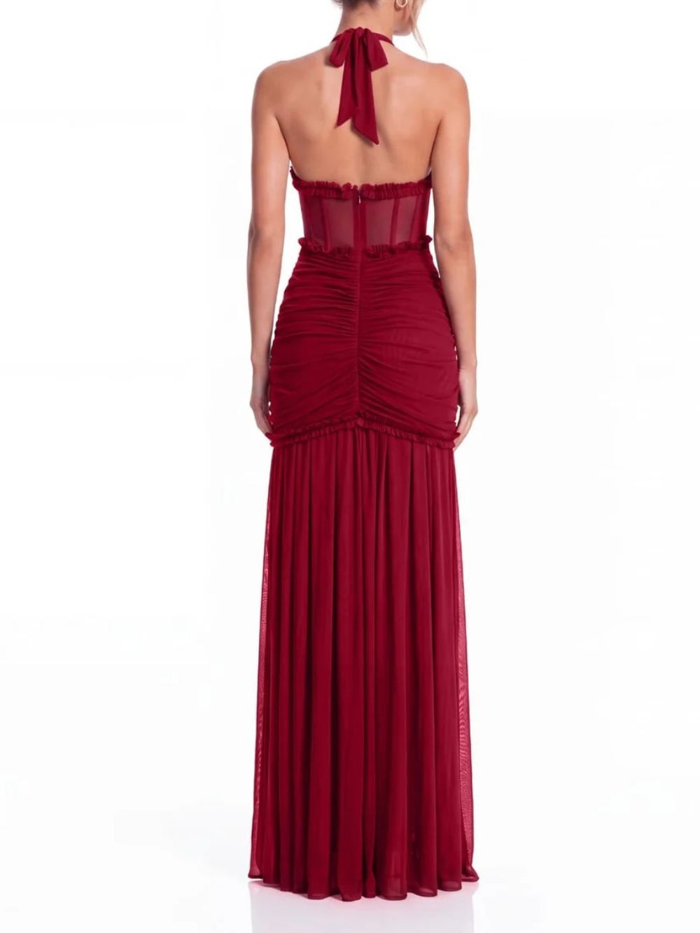 Liorqen Halterneck Ruched Maxi Dress - OWNCI