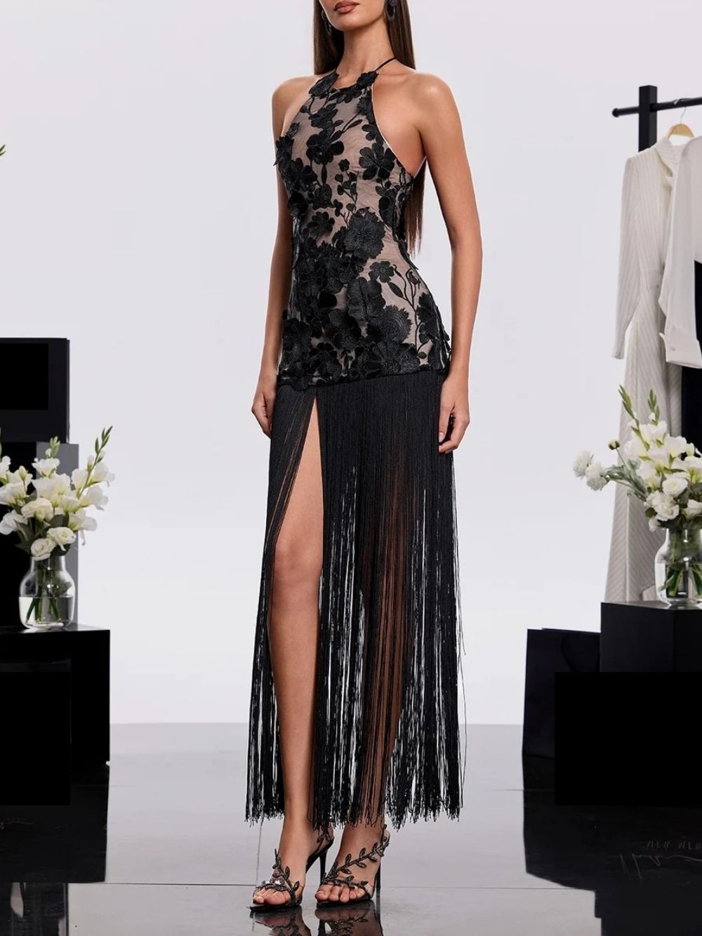 Virdex Embroidered Fringe Maxi Dress - OWNCI Virdex Embroidered Fringe Maxi Dress - OWNCI