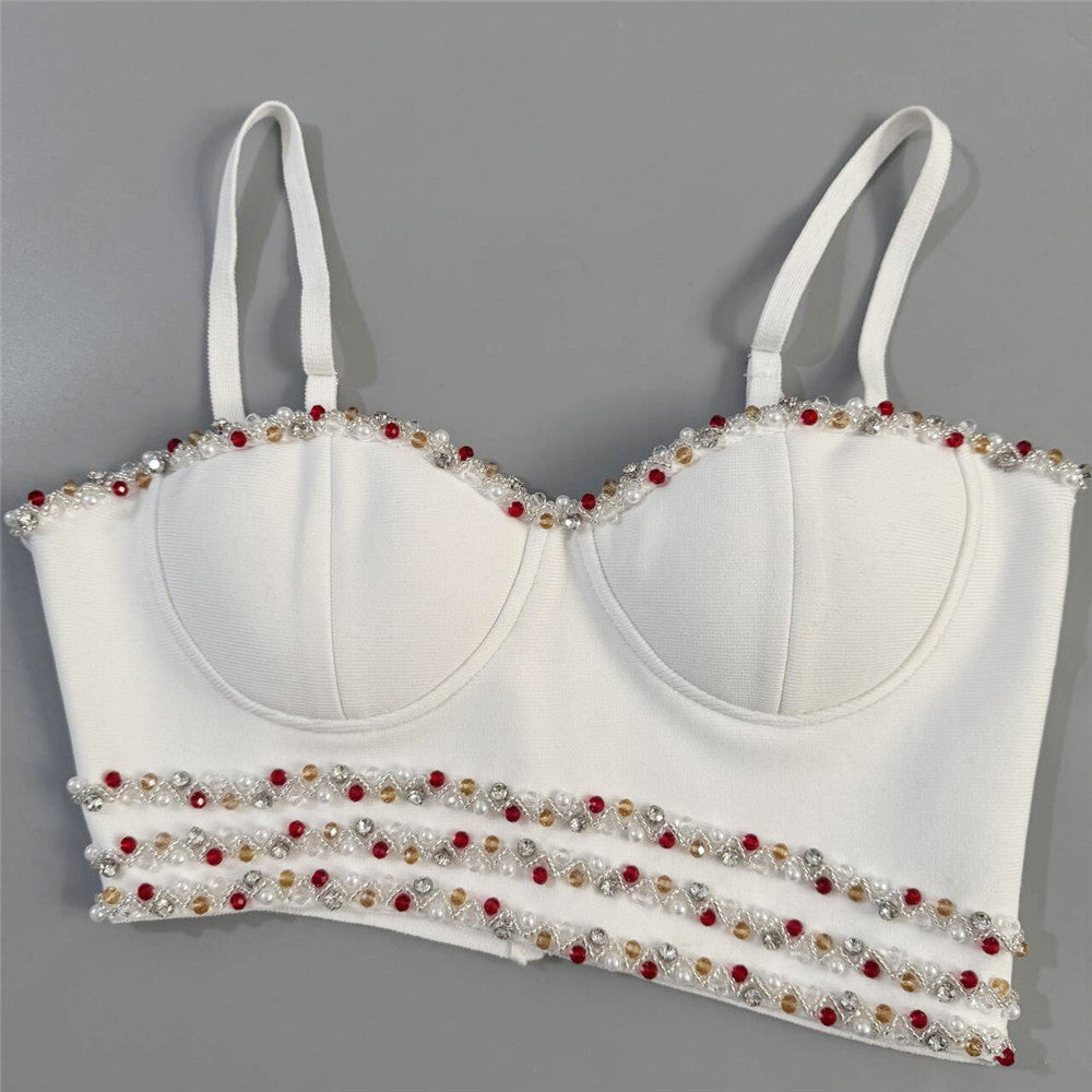 White Beaded Two-Piece Bodycon Set - OWNCI White Beaded Two-Piece Bodycon Set - OWNCI