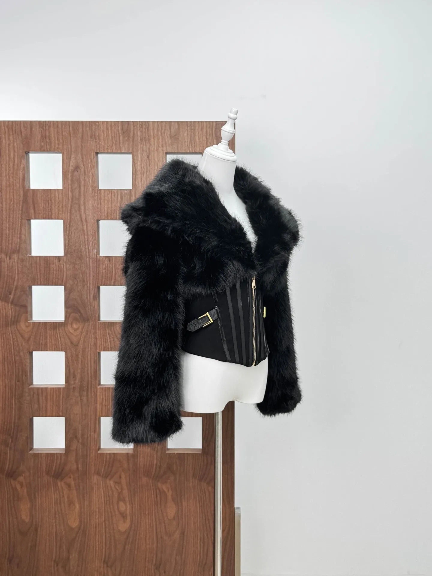 Adelaide Faux Fur Corset Jacket In Black - OWNCI Adelaide Faux Fur Corset Jacket In Black - OWNCI