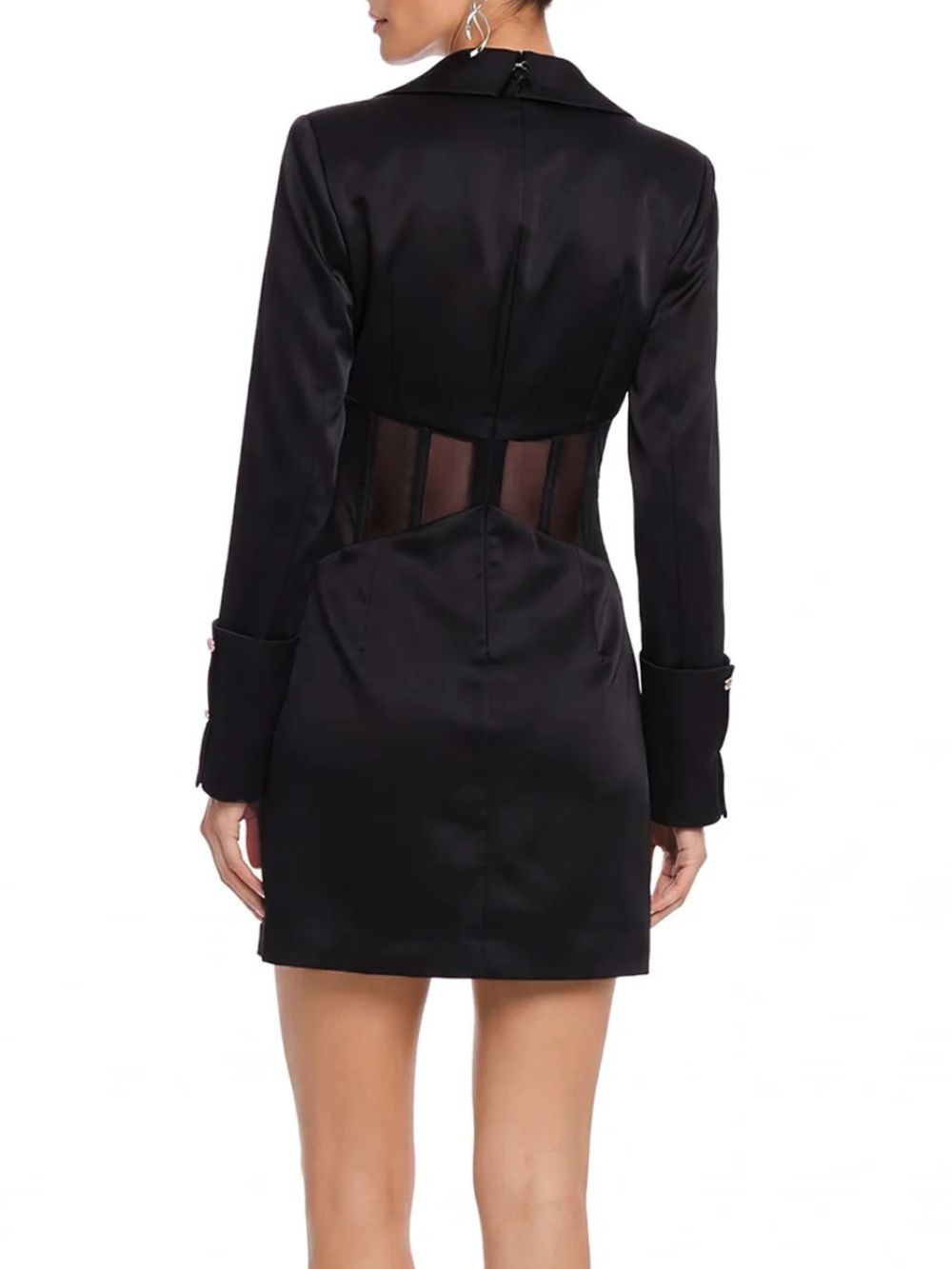 Faroald Long Sleeve Corset Mini Dress In Black - OWNCI