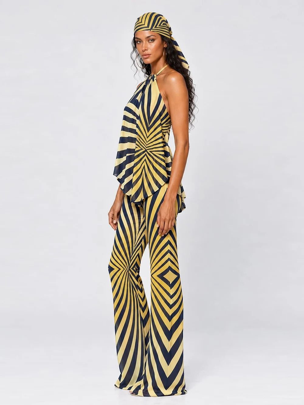 Brazia Backless Stripe Pants Set - OWNCI Brazia Backless Stripe Pants Set - OWNCI