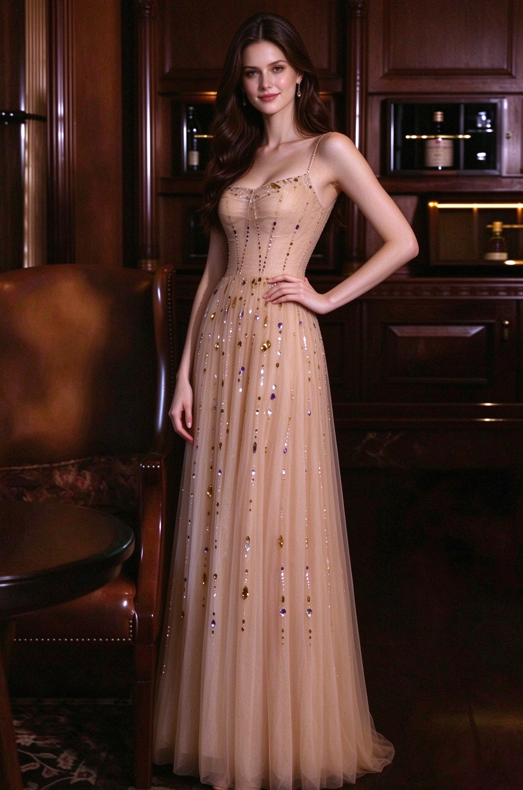 Nicola’s elegant backless halter maxi dress – Champagne - OWNCI Nicola’s elegant backless halter maxi dress – Champagne - OWNCI