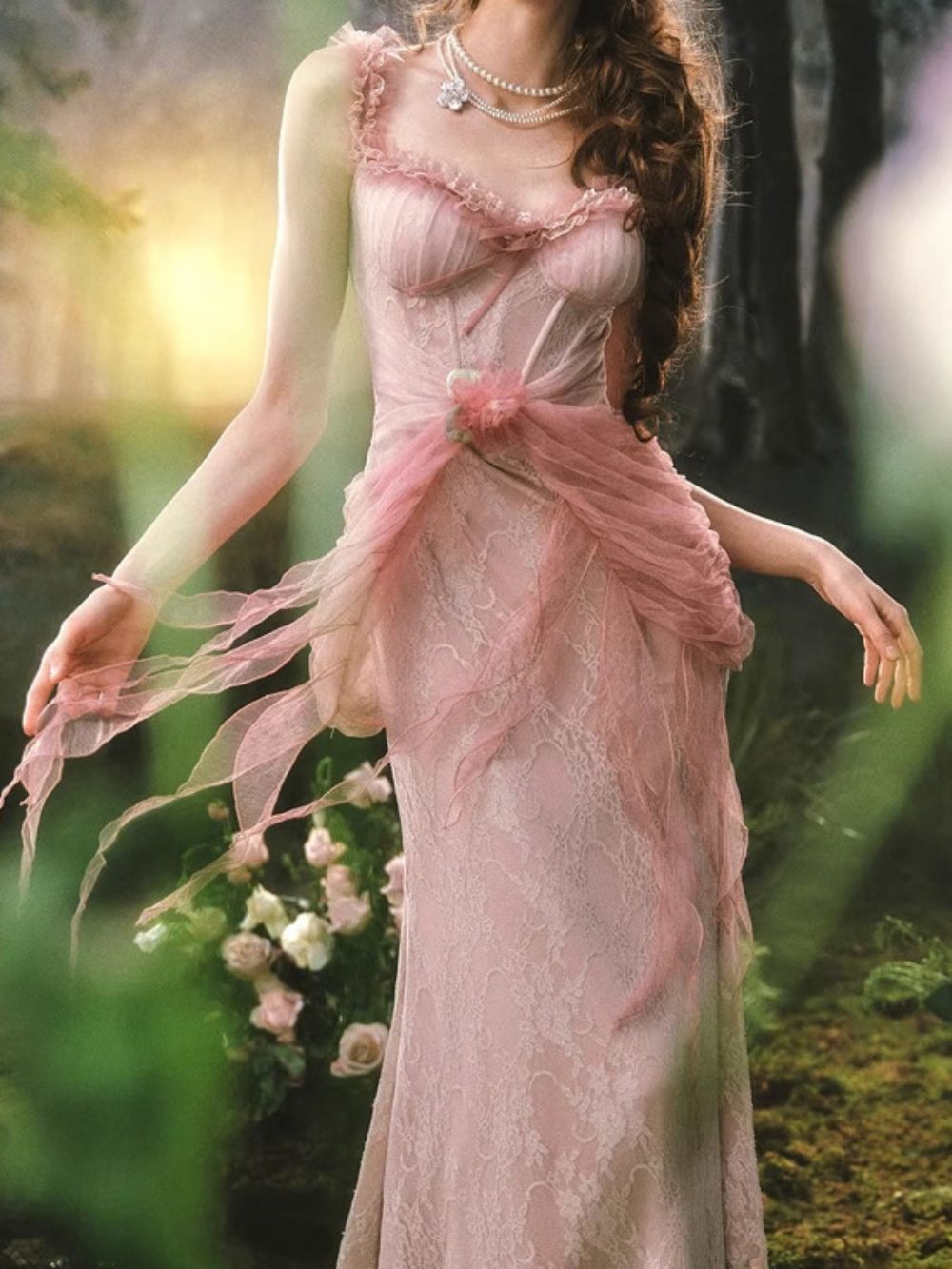 Miranda Pink Corset Lace Maxi Dress - OWNCI Miranda Pink Corset Lace Maxi Dress - OWNCI