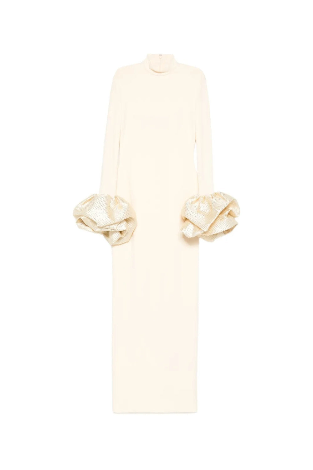 Rachel Ruffled Crystal-Embellished Crepe Mock-Neck Gown - OWNCI Rachel Ruffled Crystal-Embellished Crepe Mock-Neck Gown - OWNCI