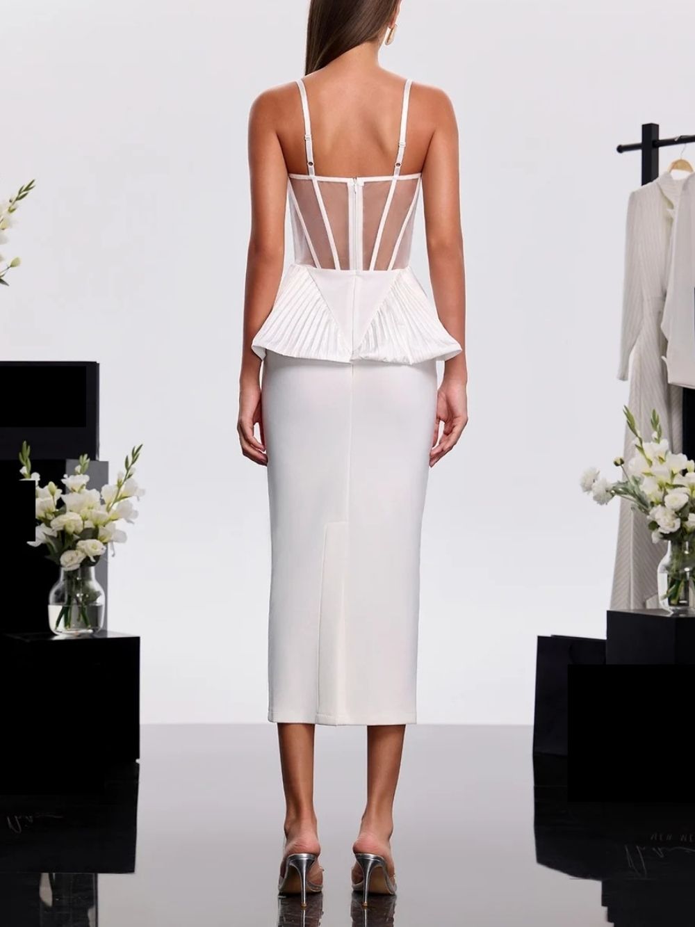 Kasmel Spaghetti Corset Midi Dress - OWNCI