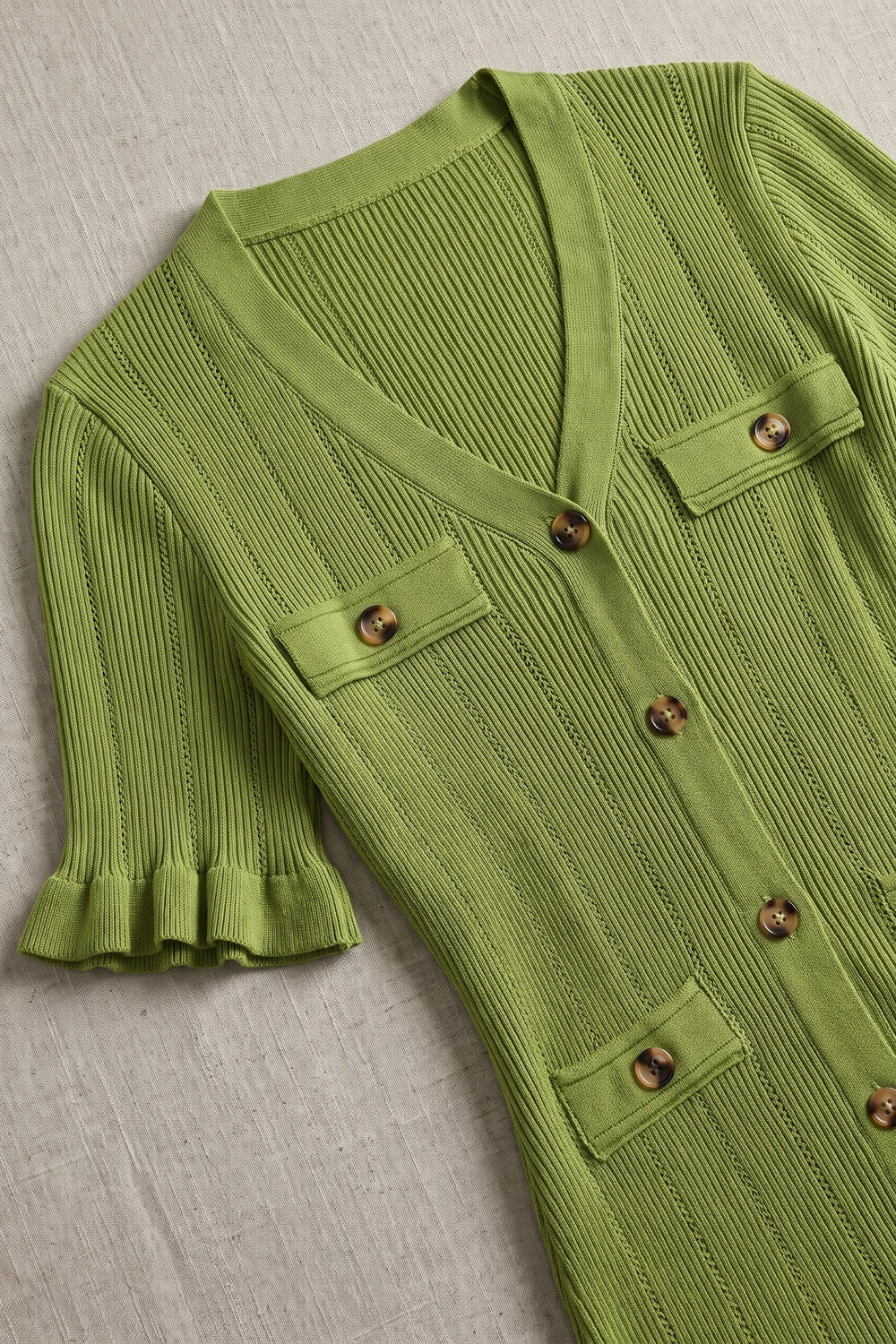 Olive Green Ribbed Knit A-Line Trumpet Midi Dress - OWNCI Olive Green Ribbed Knit A-Line Trumpet Midi Dress - OWNCI