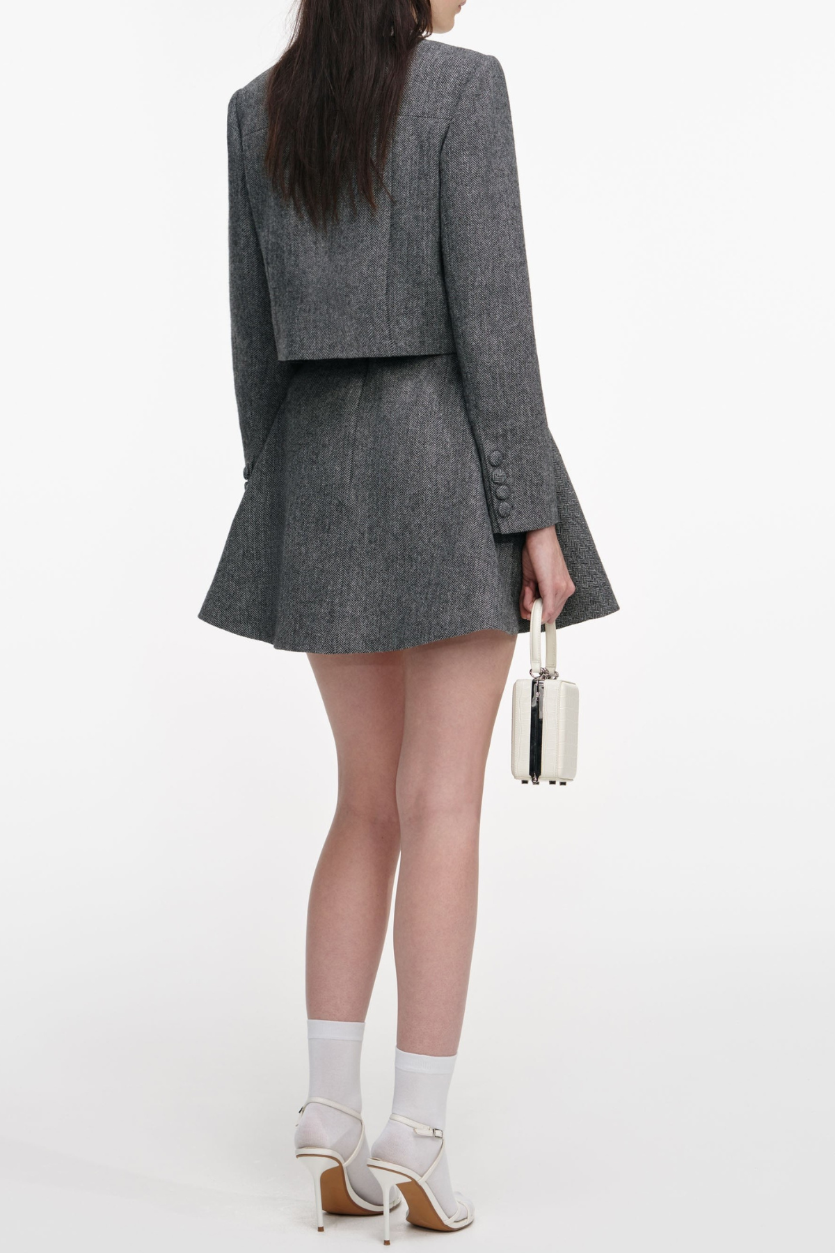 Euryda Herringbone Polka Dot Scarf Jacket - OWNCI Euryda Herringbone Polka Dot Scarf Jacket - OWNCI