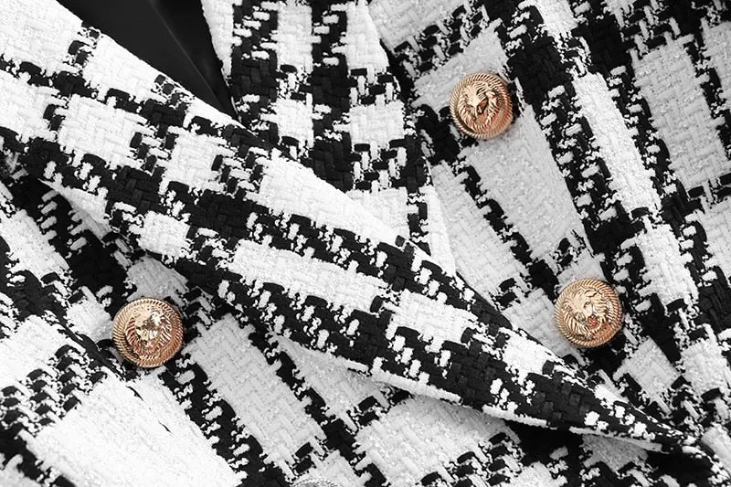 Quintina Black White Plaid Blazer - OWNCI Quintina Black White Plaid Blazer - OWNCI