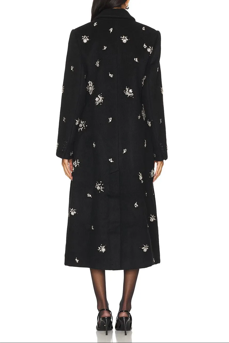 Philippa Crystal Embellished Coat In Black - OWNCI Philippa Crystal Embellished Coat In Black - OWNCI