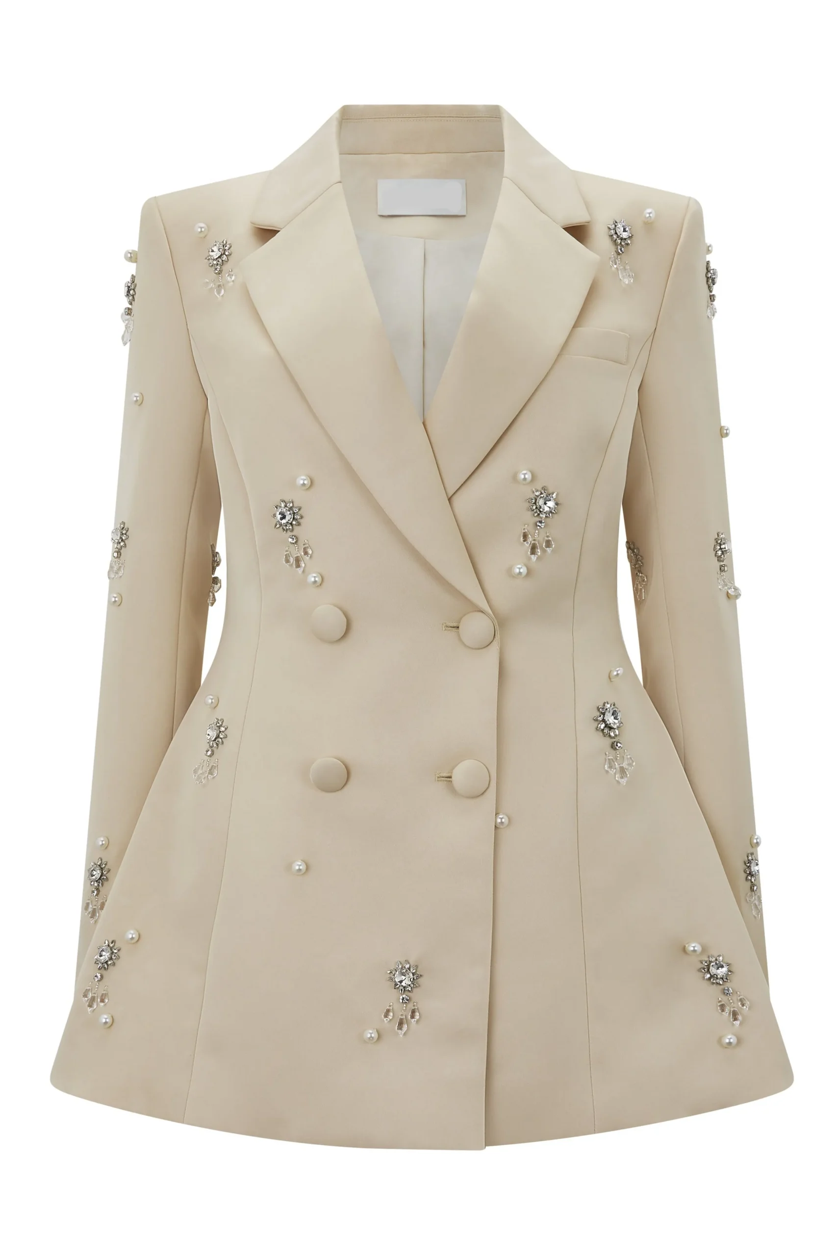 Vivien Crystal Embellished Blazer In Apricot - OWNCI Vivien Crystal Embellished Blazer In Apricot - OWNCI