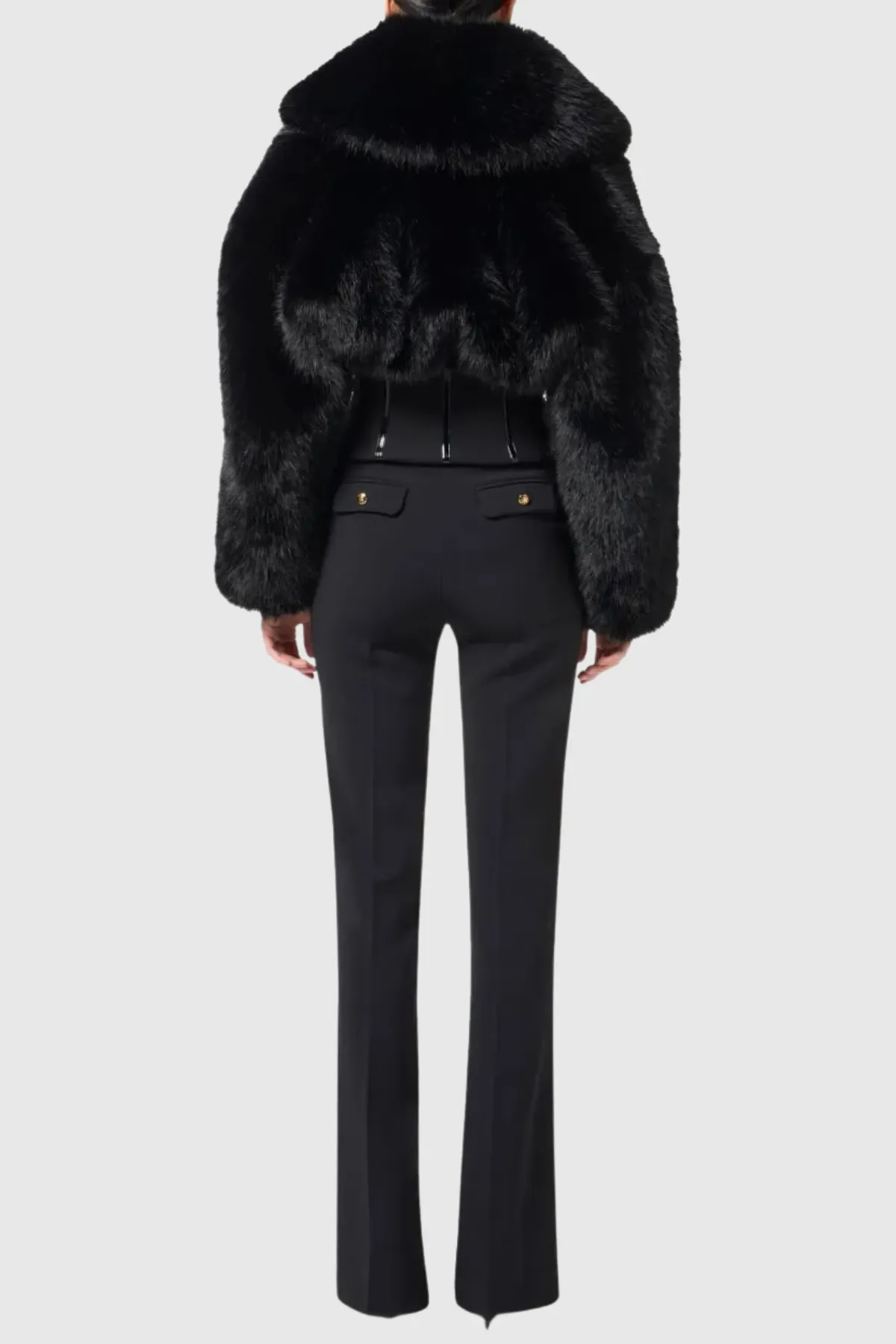 Adelaide Faux Fur Corset Jacket In Black - OWNCI Adelaide Faux Fur Corset Jacket In Black - OWNCI