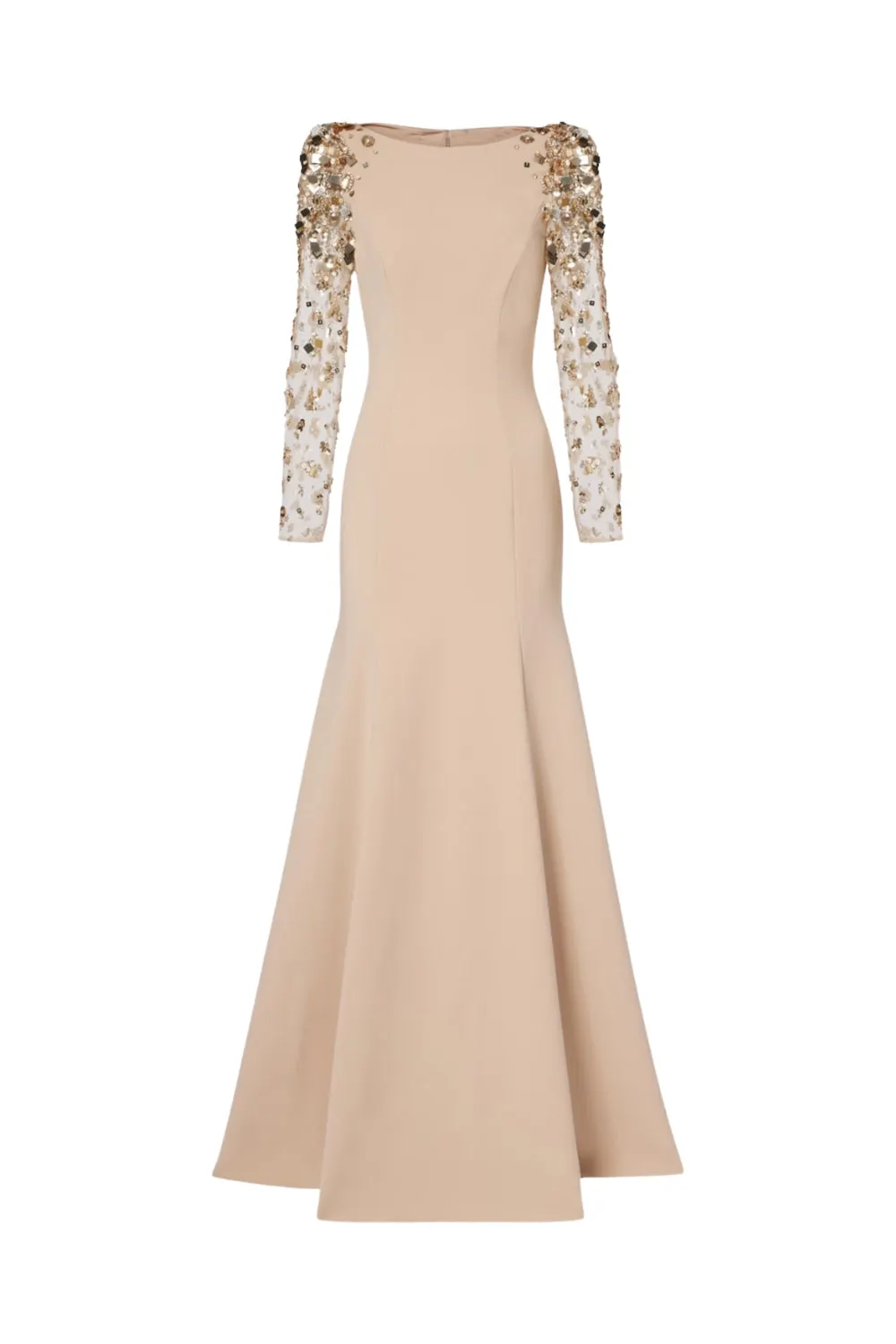 Martha Mesh Splicing Beading Diamond Maxi Dress In Apricot - OWNCI Martha Mesh Splicing Beading Diamond Maxi Dress In Apricot - OWNCI