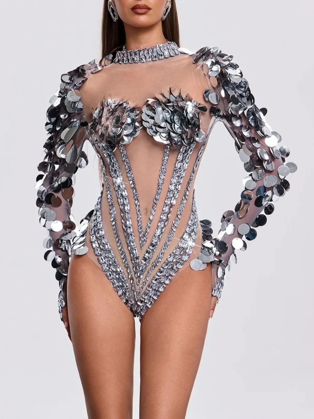 Havily Long Sleeve Sequin Mesh Bodysuit - OWNCI Havily Long Sleeve Sequin Mesh Bodysuit - OWNCI